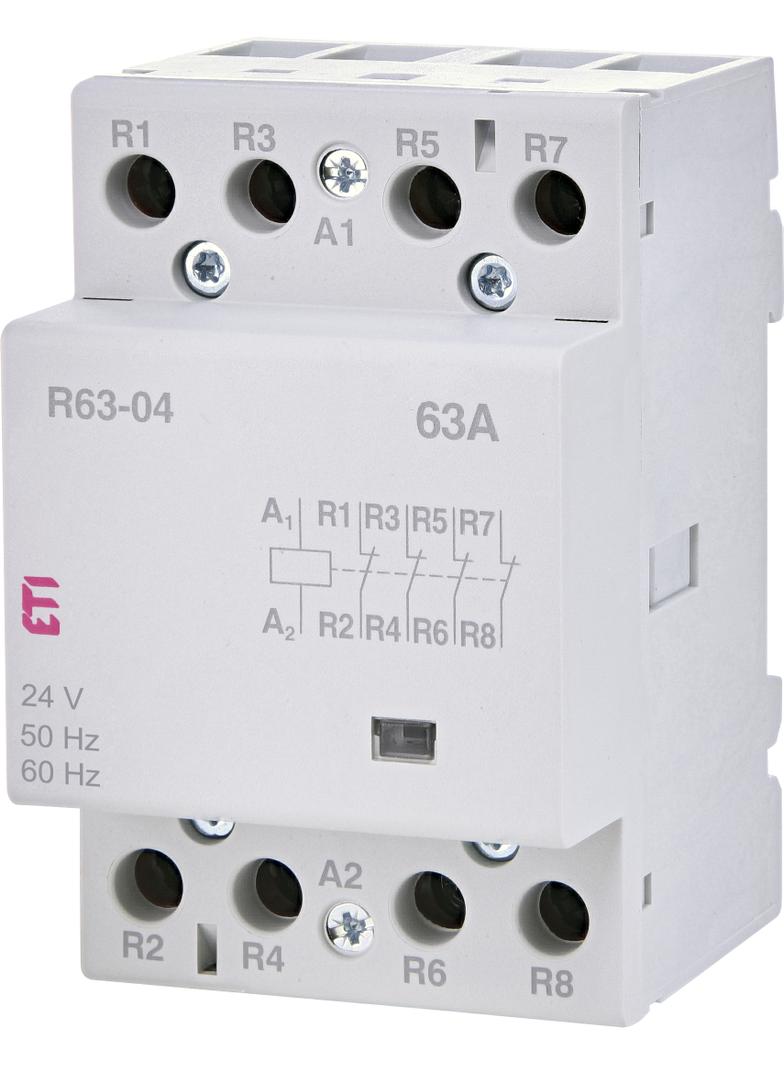 R 63-04 24V STYCZNIK MODUŁ.63A 4 STYKI ROZWIERNE (3 MOD.4 BIEG.)