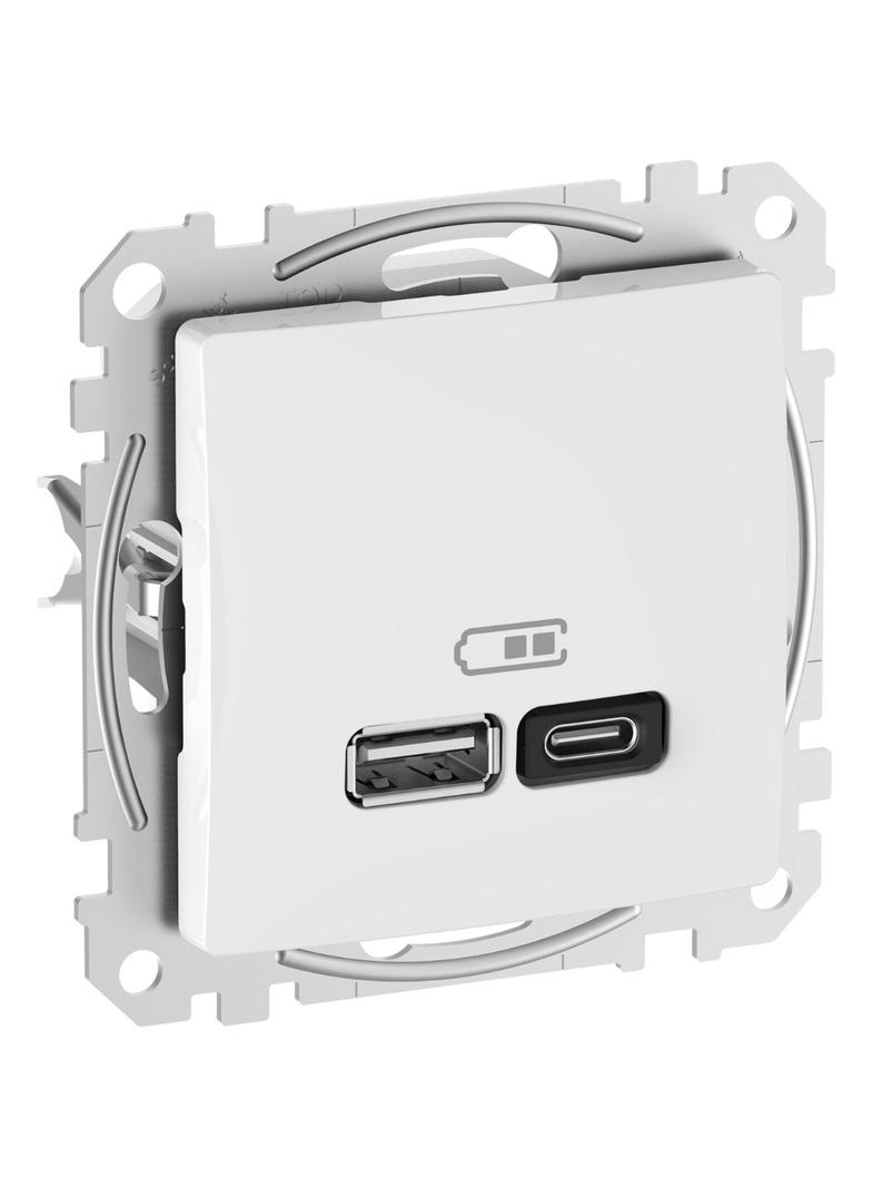 Gniazdo ładowania USB A+C 45W PD, białe