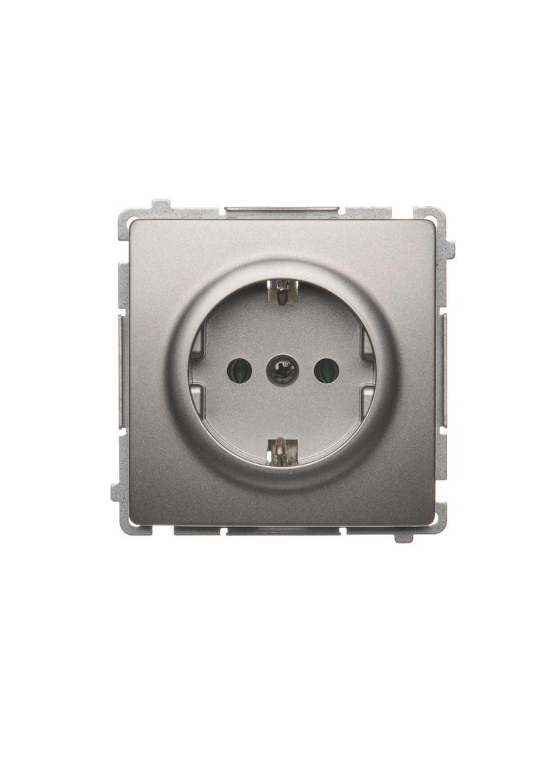 Simon Basic Gniazdo wtyczkowe z uziemieniem Schuko 16A 250V zaciski śrubowe satynowy BMGSZ1.01/29 BMGSz1.01/29 KONTAKT