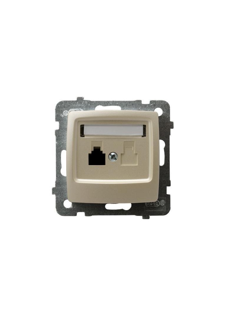 KARO Gniazdo telefoniczne pojedyncze - kolor ecru perłowy