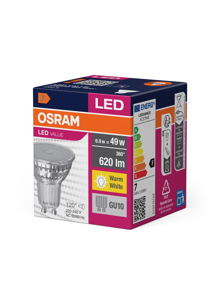 Lampa LED VALUE non-dim PAR16 80 120° 6,9W 830 GU10