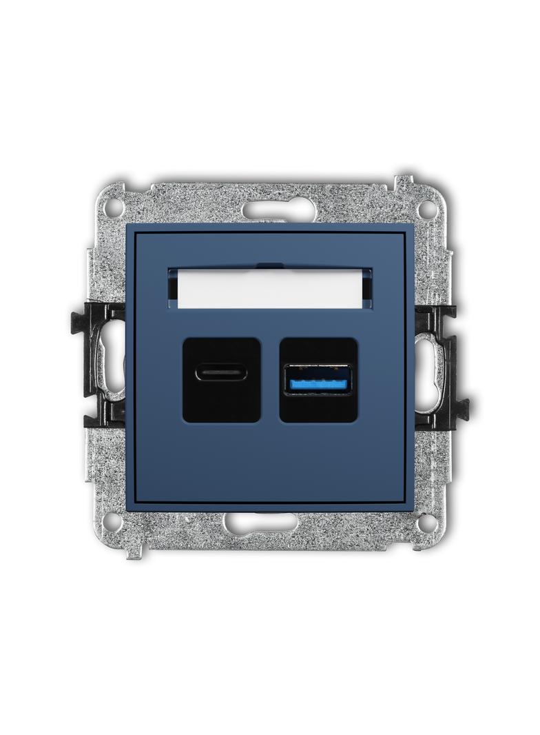 ICON Mechanizm ładowarki USB podwójnej USB C + USB A, 20W max. navy blue