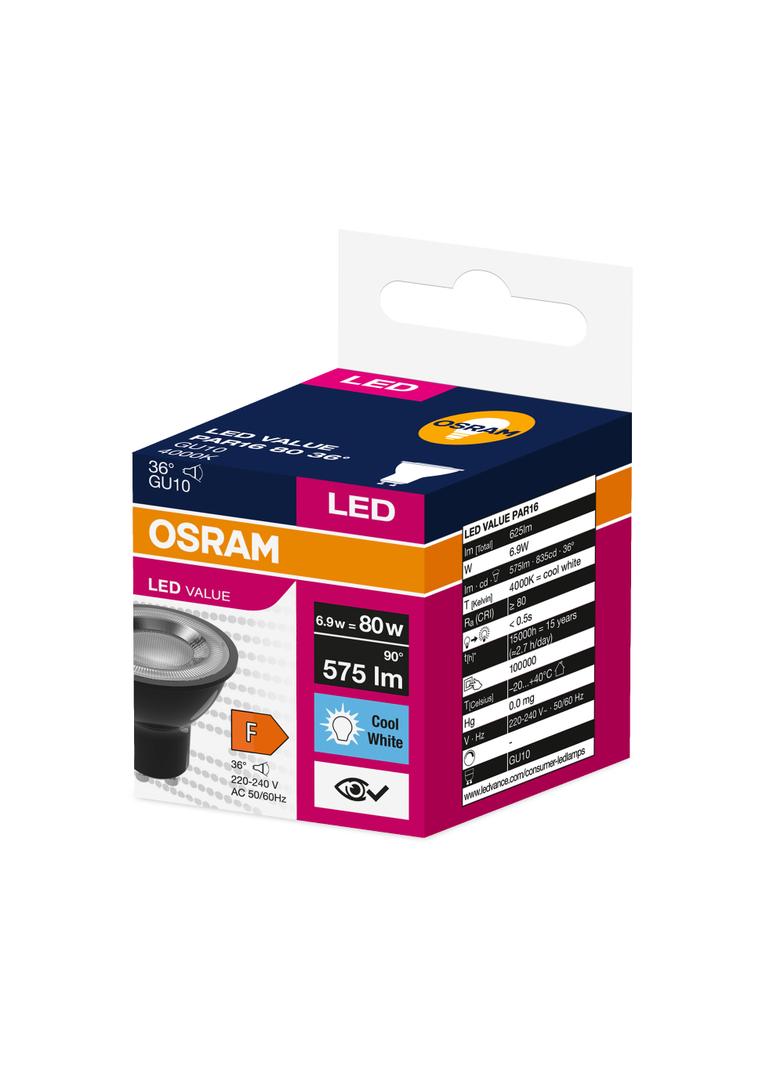 LED VALUE PAR16 80 36 6,9W 840 230V GU10 BK LEDVANCE