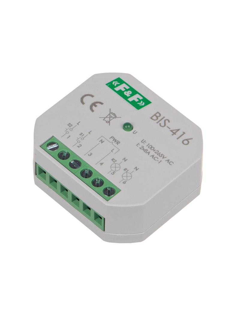 Przekaźnik bistabilny, podtynkowy, dwa niezależne obwody sterowania