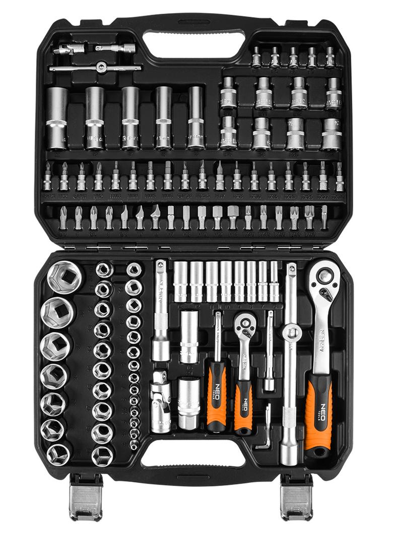 Zestaw kluczy 110 elementów 1/2",1/4", satynowy