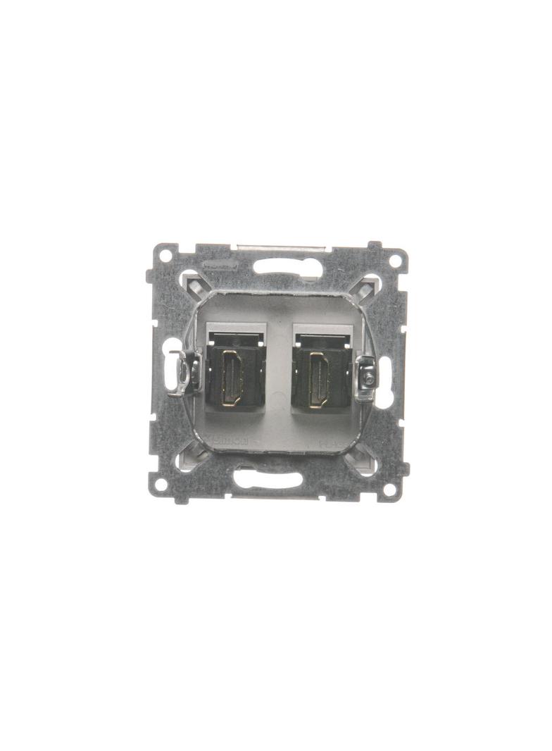 Simon 54 Gniazdo HDMI podwójne srebrny mat