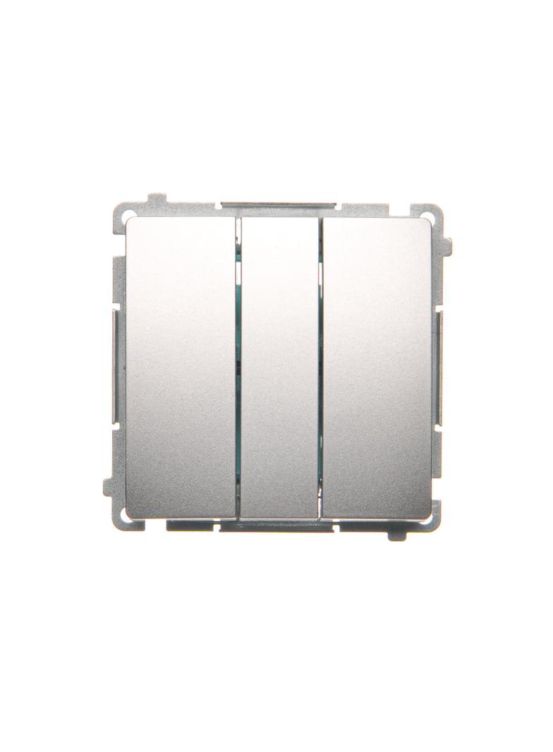 Simon Basic Przycisk potrójny 10A 250V szybkozłączka srebrny mat BMP31.01/43 KONTAKT