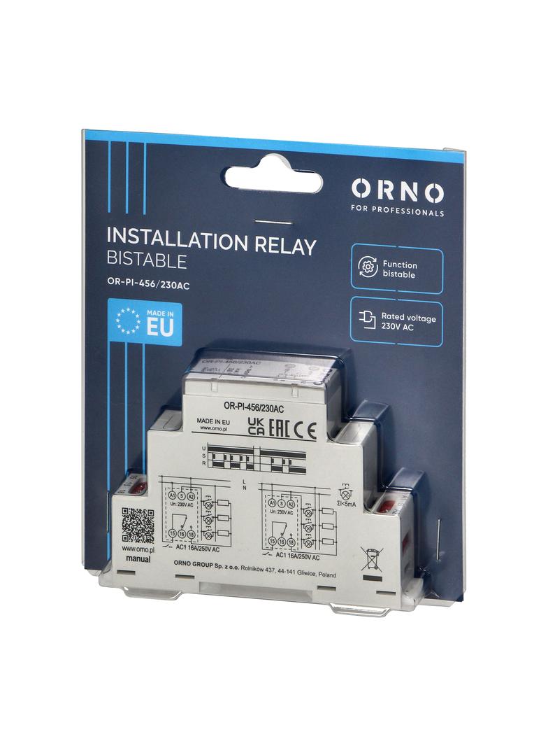 Przekaźnik instalacyjny bistabilny 230 VAC 16A OR-PI-456/230AC ORNO