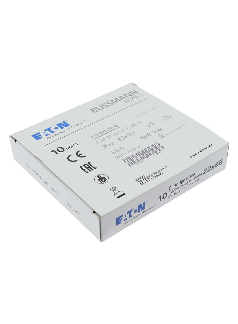 C22G80S Wkładka cylindryczna z wybijakiem 22x58 80A GG 500V AC C22G80S EATON
