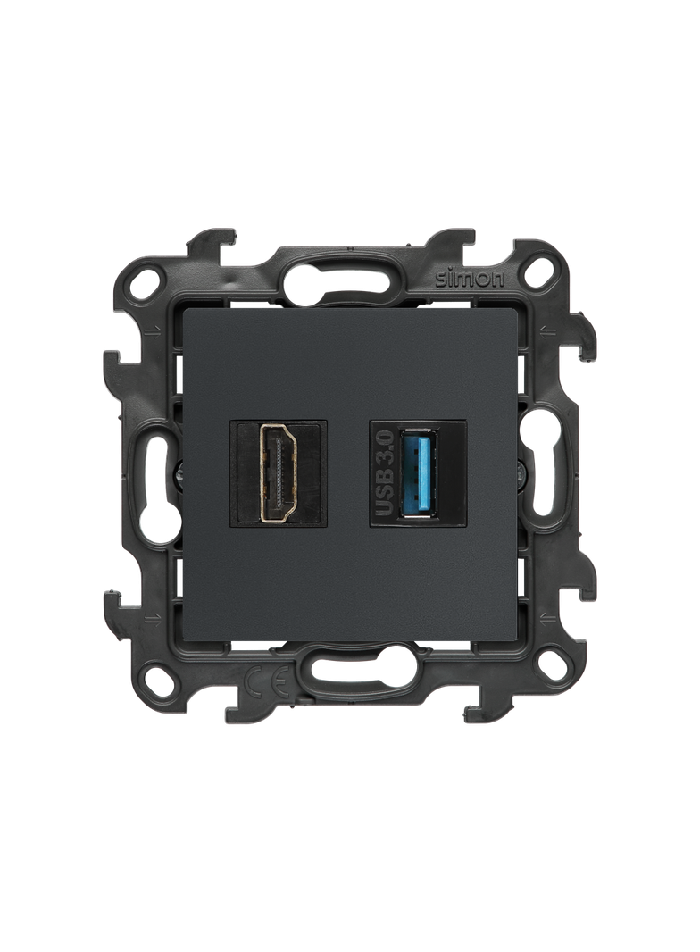 Simon 24 Gniazdo HDMI 2.1 + USB A 3.0 grafit mat NGHDUSB3.01/38