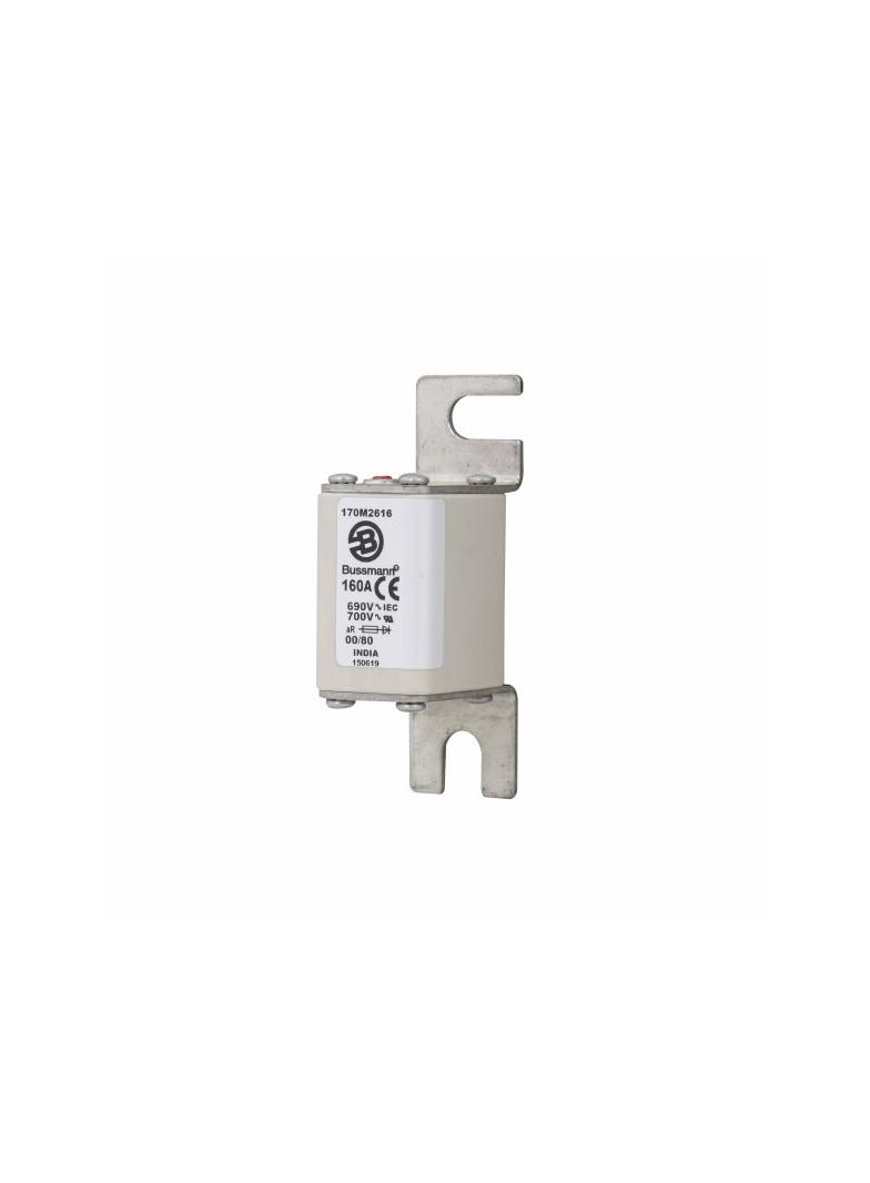 160A 690V aR 00/80 SQ. BODY IND. FUSE Wkładka szybka 160A AC 690V DIN 00 30x51x100 mm aR, 170M2616 E