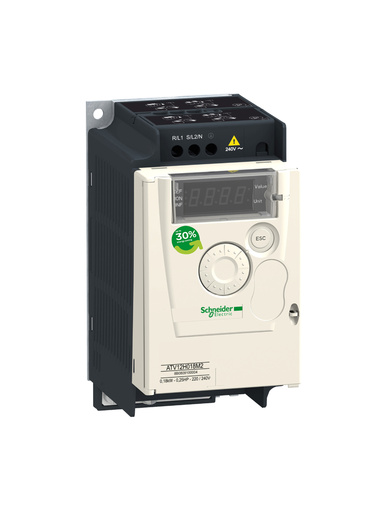 Przemiennik częstotliwości ATV12 1 fazowe 200/240VAC 50/60Hz 0.37kW 2.4A IP20 ATV12H037M2TQ