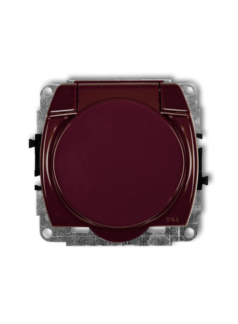 TREND Mechanizm gniazda bryzgoszczelnego z uziemieniem SCHUKO 2P+Z (klapka brązowa, przesłony torów