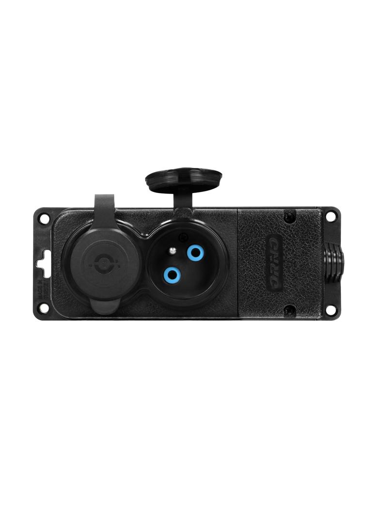 Rozgałęźnik bryzgoszczelny i odporny na uderzenia IP44 2 gniazda 16A 230V AC gumowy uniep OR-AE-1316