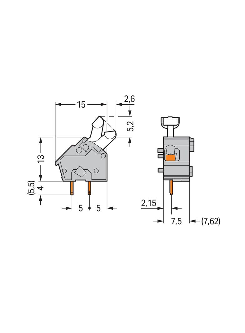 złączka do płytek drukowanych ciemnoszara raster 7,5/7,62 mm /100szt./ WAGO
