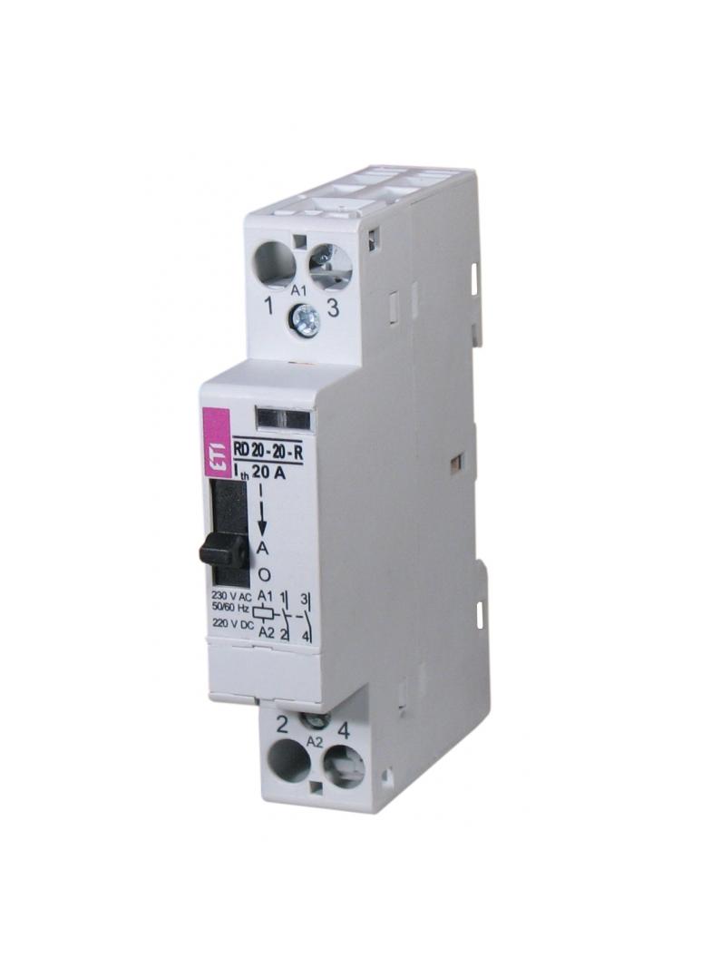 Stycznik modułowy ze sterowaniem ręcznym 20A 1Z 1R 1M 2P RD 20-11-R-24V AC/DC 002464047 ETI