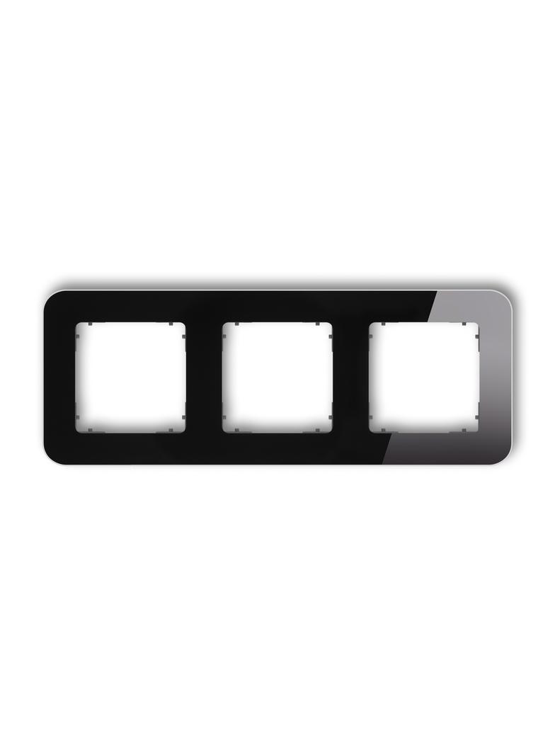 ICON Ramka uniwersalna potrójna zaokrąglona - efekt szkła (ramka: czarna; spód: grafitowy mat) czarn