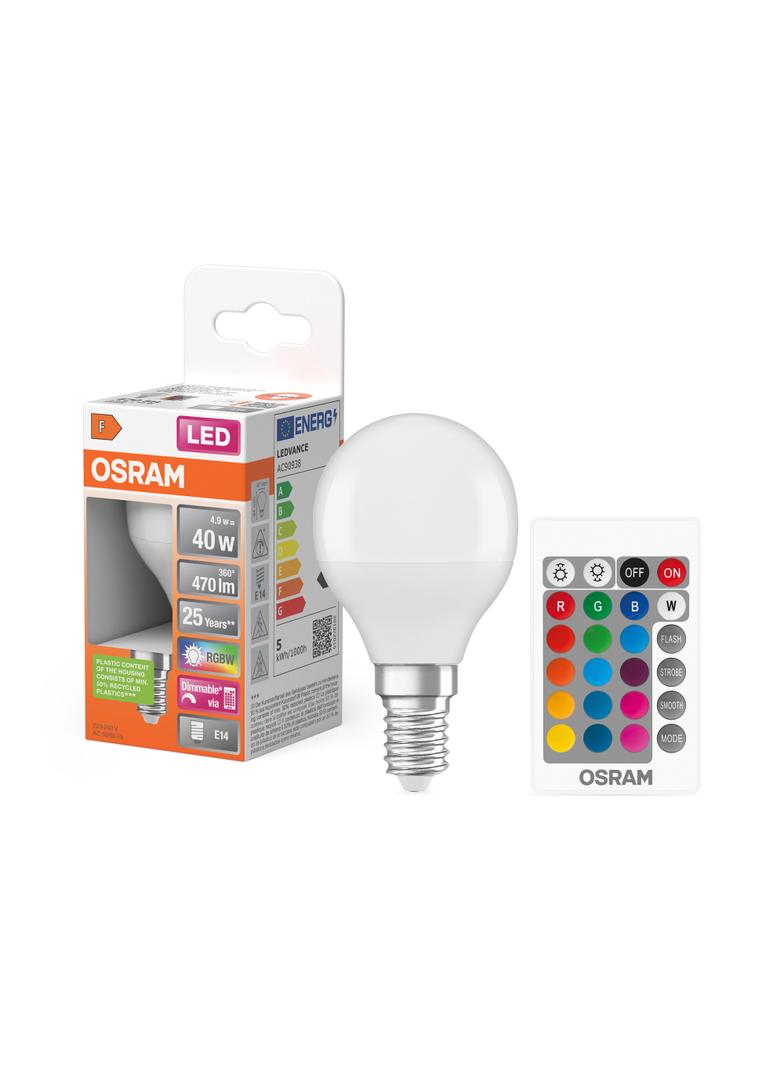 OSRAM Żarówka LED KULKA E14 5,5W 40W RGBW + PILOT LEDVANCE