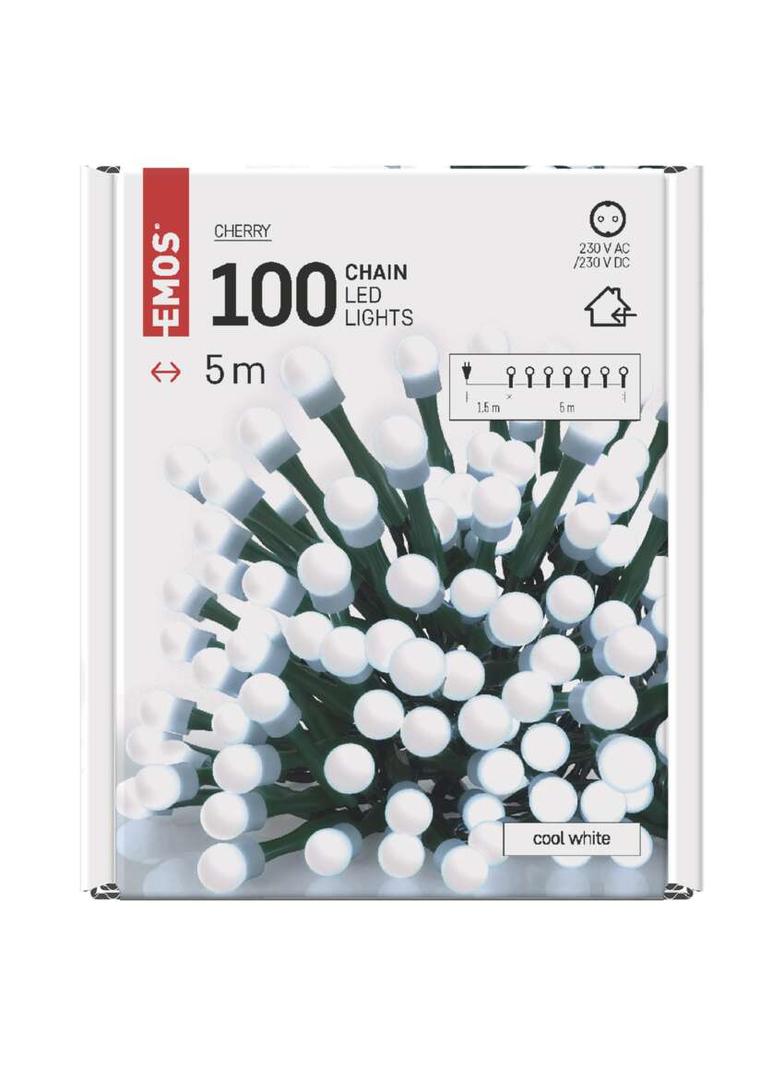 Lampki choinkowe kulki 100LED 5m zimna biel IP20 D5GC02 EMOS