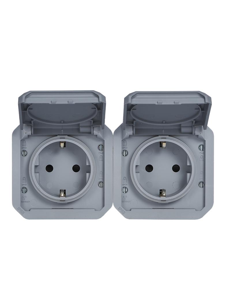 NOWE PLEXO - GNIAZDO SCHUKO 2X2P+Z POZIOME MECHANIZM 16A-250V SZARE 069576L LEGRAND