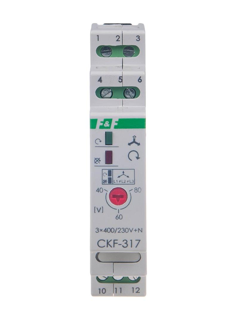 CZUJNIK KOLEJNOŚCI I ZANIKU FAZY, STYKI: 1P , I=10A; PRÓG REGULOWANY:165-180V, 1 MODUŁ