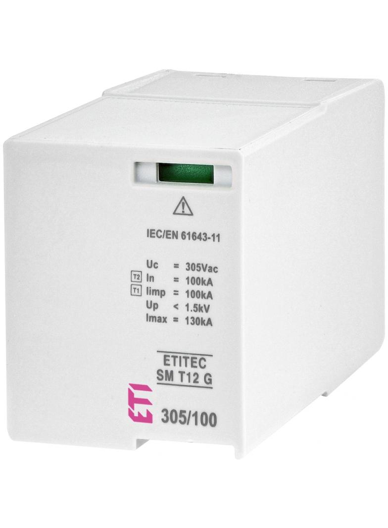 MOD. ETITEC SM T12 305/100 G Moduł ogranicznika przepięć Typ1,T2 (kl.B,C) - bez prądu upływu