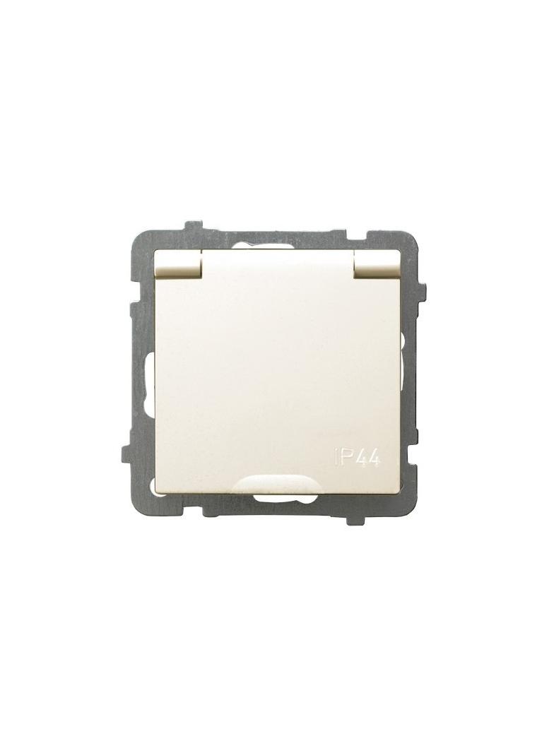 AS Gniazdo bryzgoszczelne z uziemieniem IP-44 z przesłonami torów prądowych wieczko w kolorze wyrobu