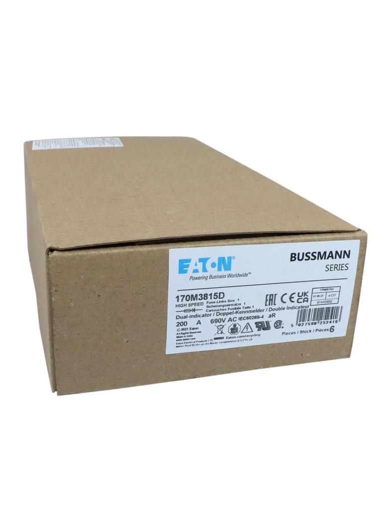 FUSE 200A 690V aR DIN 1 HSDNH Wkładka szybka 200A 690V aR DIN 1 podwójny wskaźnik 170M3815D EATON