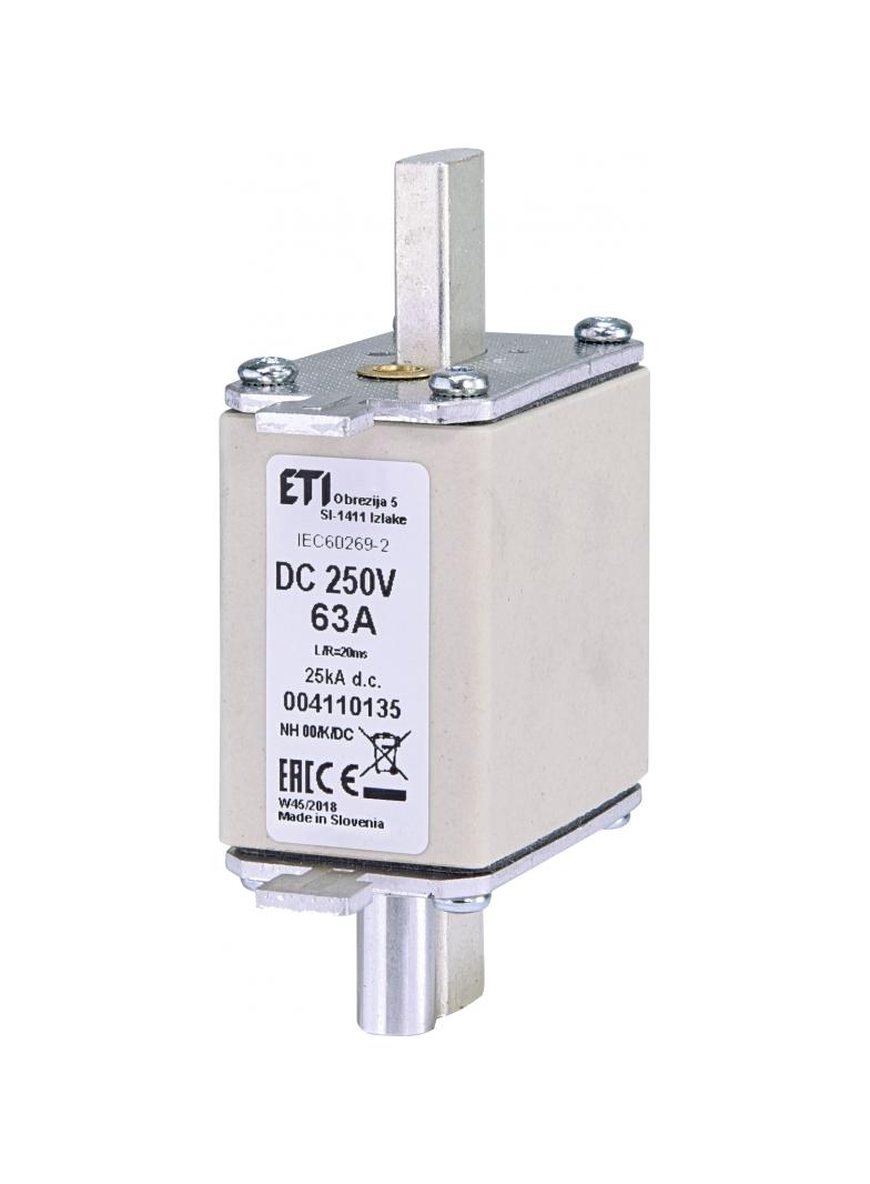 Wkładka topikowa NH DC z wybijakiem NH00 K 63A 250V DC 004110135 ETI