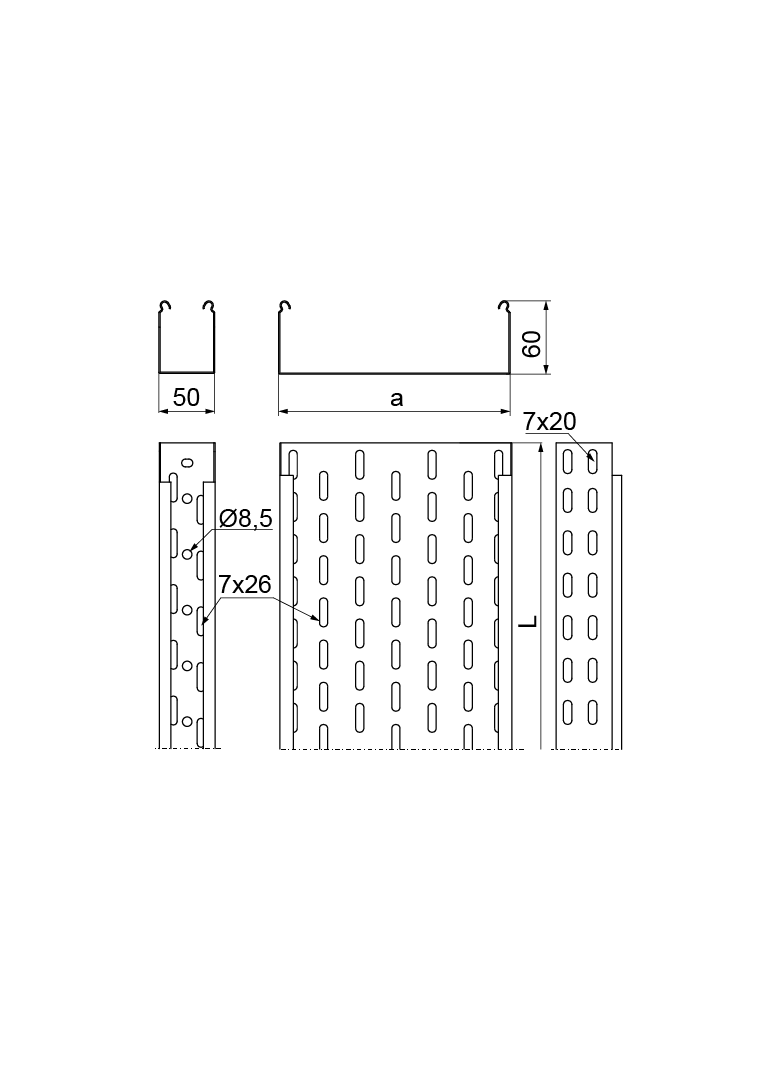 KCJ500H60/3 N KORYTKO 1,0 MM