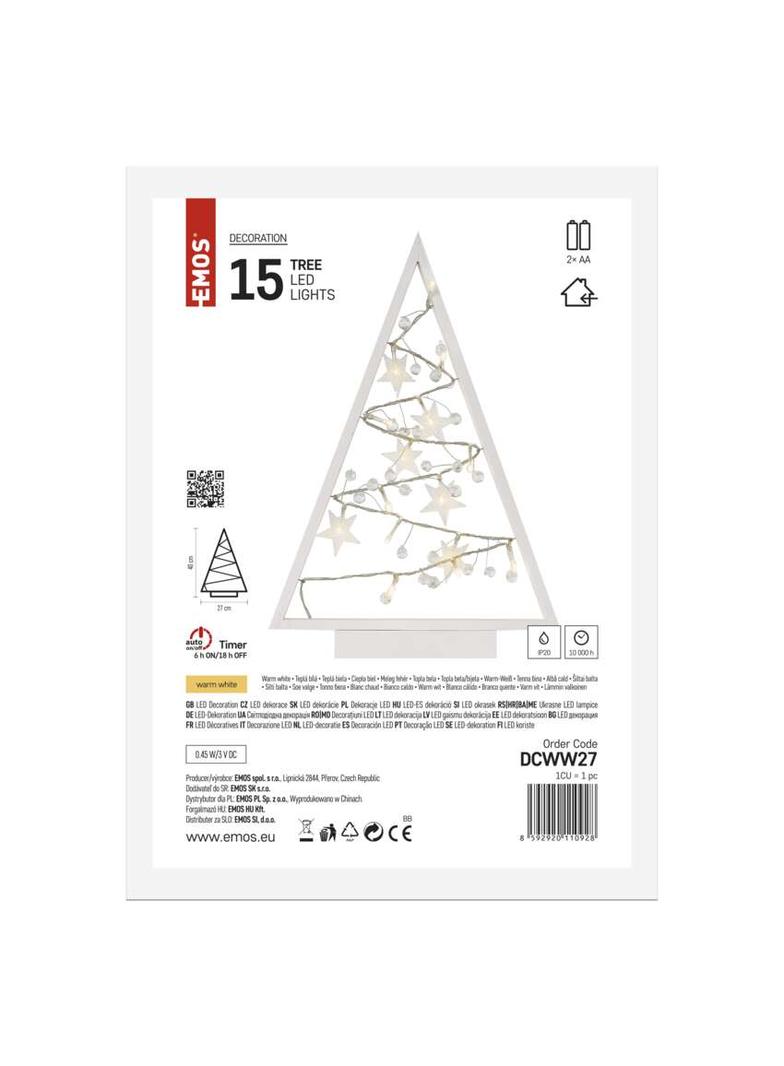 Choinka świateczna 15 LED dekoracja 40cm 2x AA ciepła biel IP20 timer DCWW27 EMOS