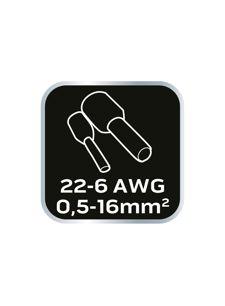 Szczypce do zaciskania końcówek tulejkowych 0.5-16 mm2 (22-6 AWG)