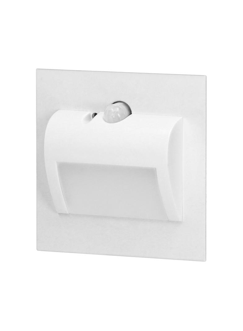 DRACO LED NEW 1,5W, oprawa schodowa podtynkowa, 12VDC, 30lm, 3000K, biała, czujnik ruchu i zmierzchu