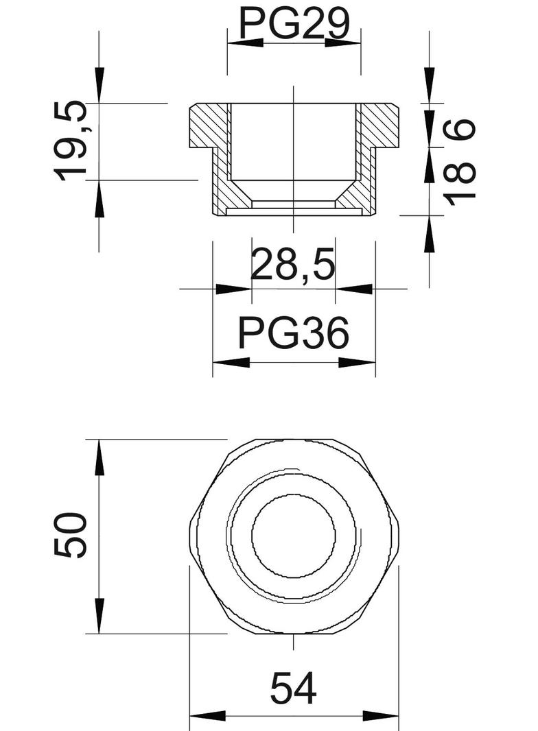 107/R, REDUKCJE PG36-29 POLIAMID SZ.