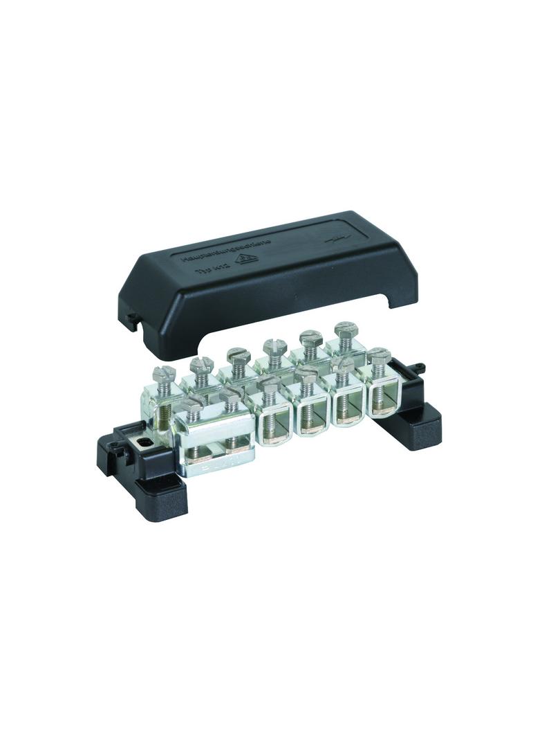 Szyna wyrównywania potencjałów K 12, 10 zacisków na 2,5-95 mm2 lub fi 10 mm, 1 zacisk na płask. 30x4