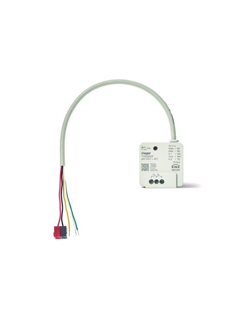 KNX e/s secure Sterownik załączający/żaluzjowy 2-/1-kr + wejście 2-kr. p/t, 6 A TYBS692F HAGER