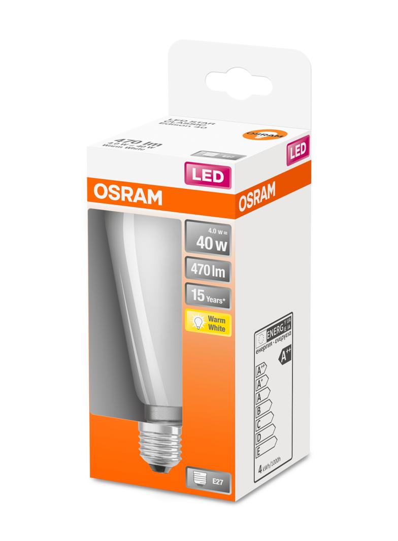 Lampa LED, klasyczny kształt bańki Edison 4W 827 230V plastik E27
