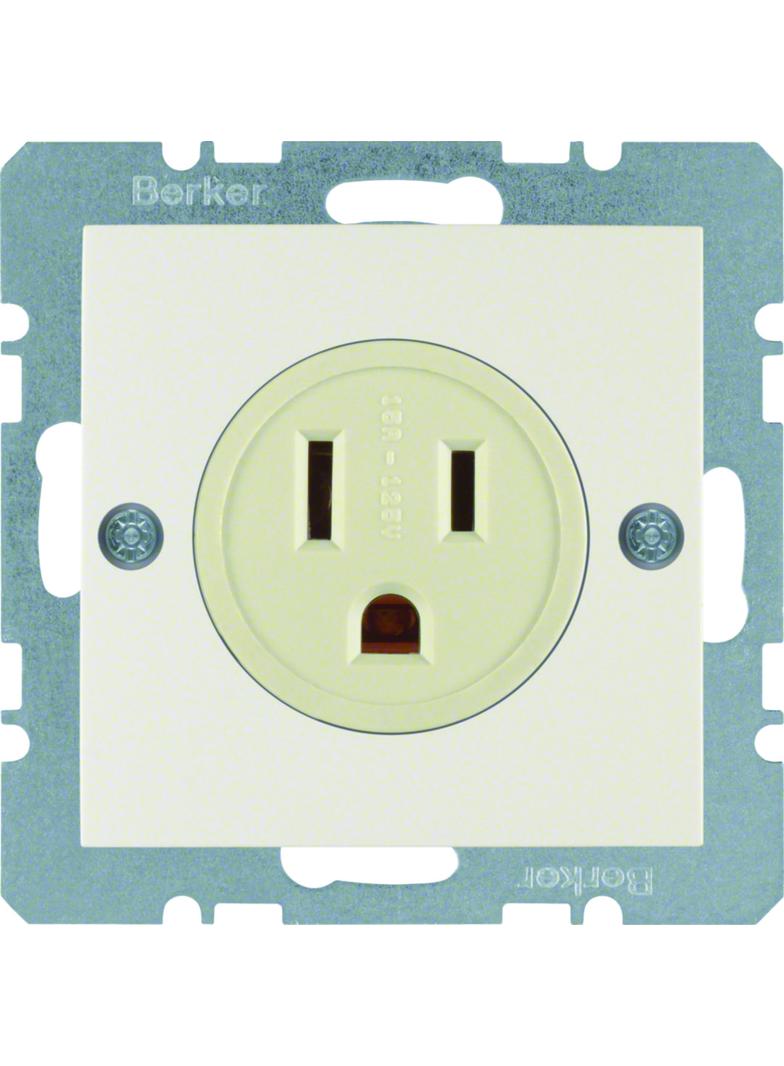 BERKER B.Kwadrat/S.1 Gniazdo z uziemieniem USA/KANADA NEMA 5-15 R krem 41668982 HAGER