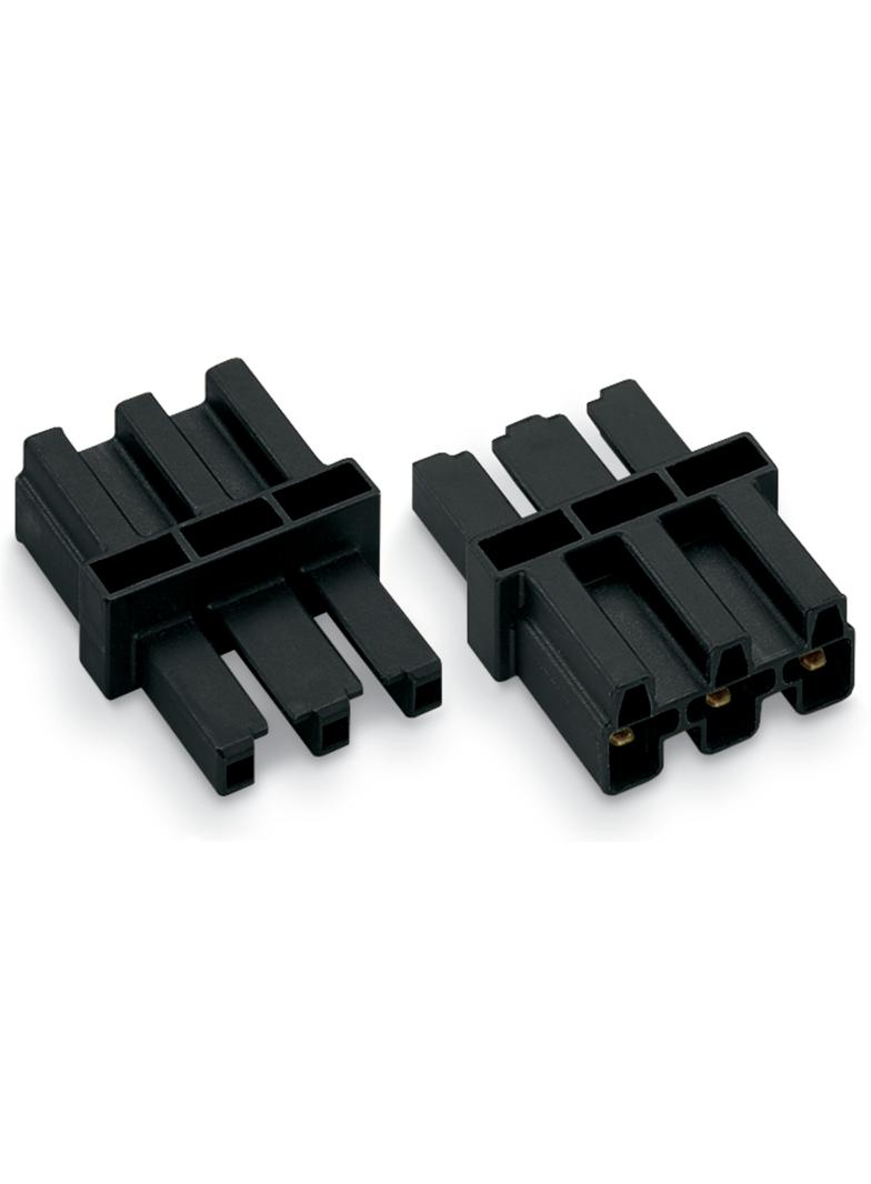 WINSTA element sprzęgający 3-torowy 1 x wtyk / 1 x gniazdo czarny