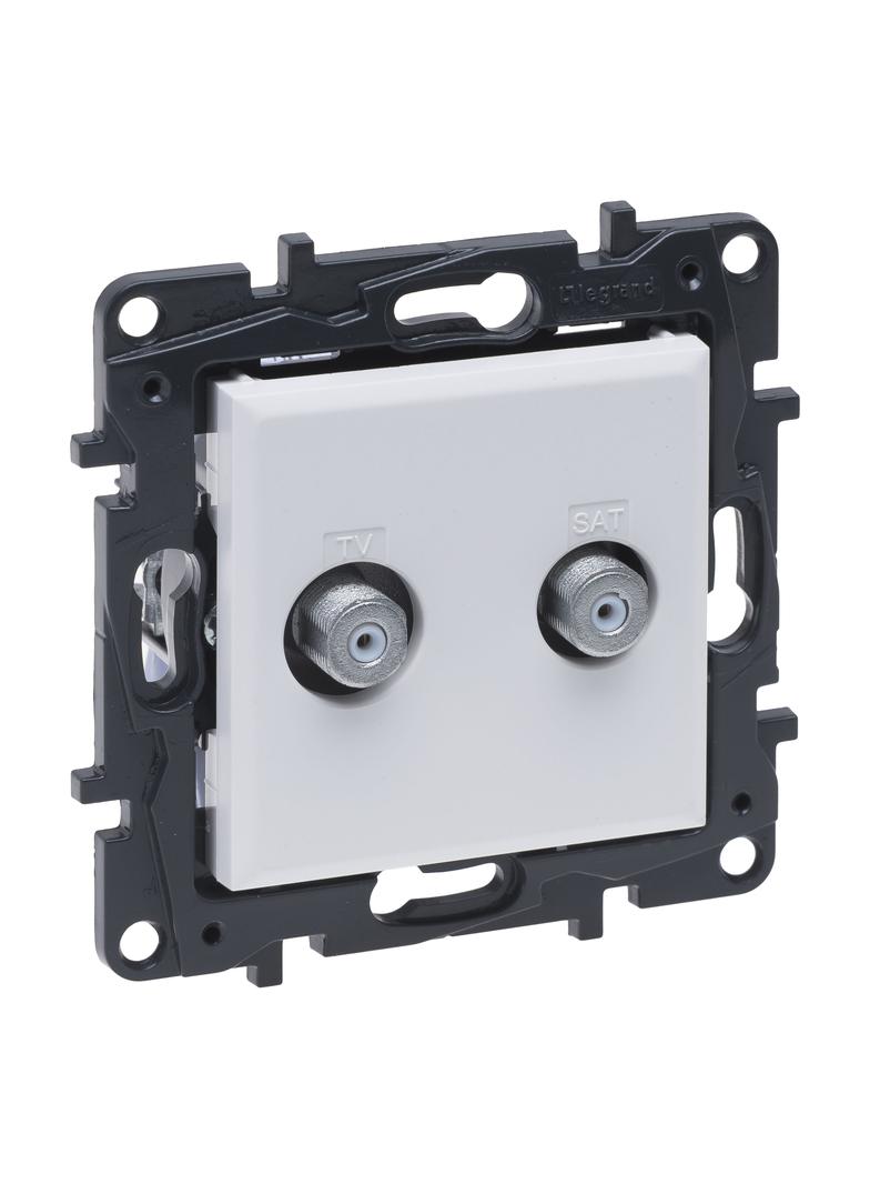 Niloe Step - gniazdo podwójne 2xTV typu  F  końcowe do instalacji typu gwiazda, 1,5 dB - kolor biały