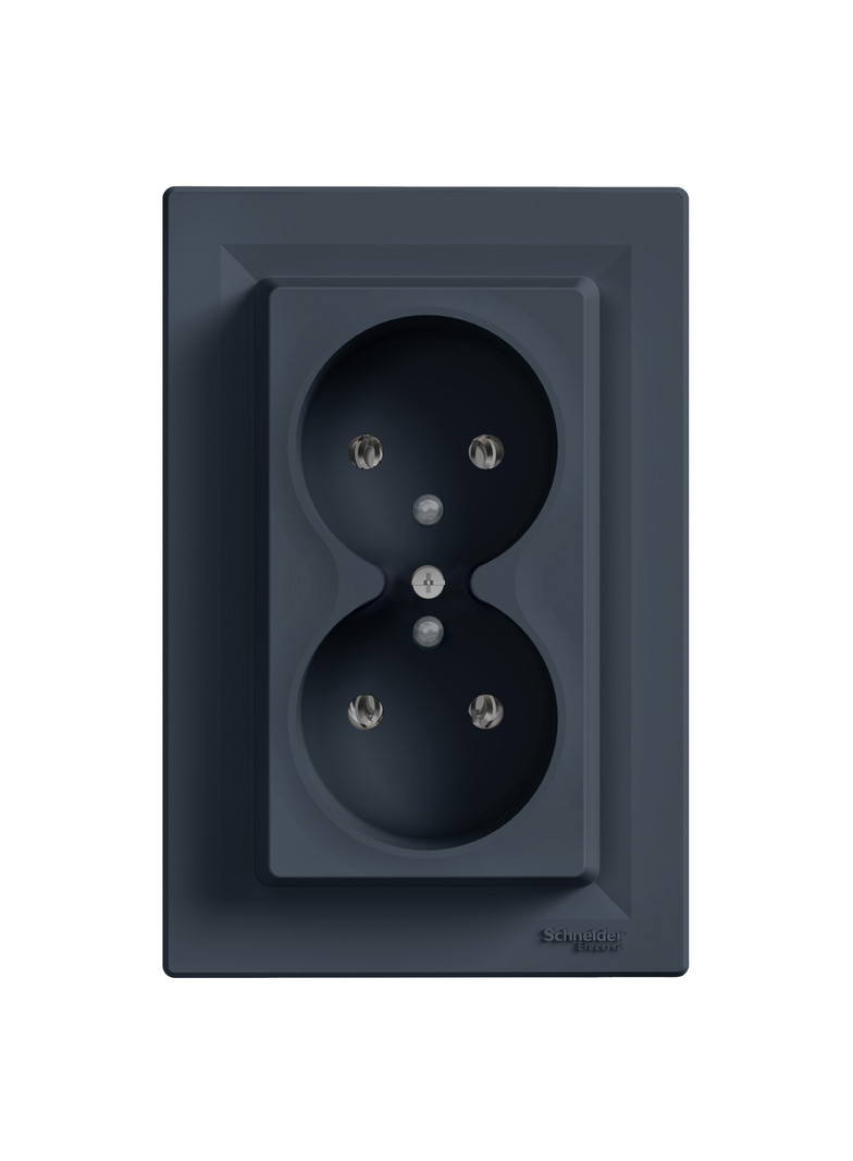 Asfora, gniazdo podwójne 2P+PE, antracyt