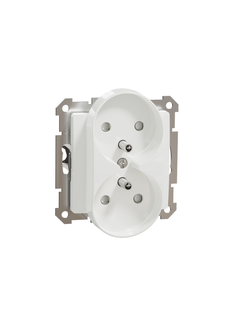 Sedna Design, gniazdo 2x2P+PE z przesłonami do ramek Sedna Design, białe