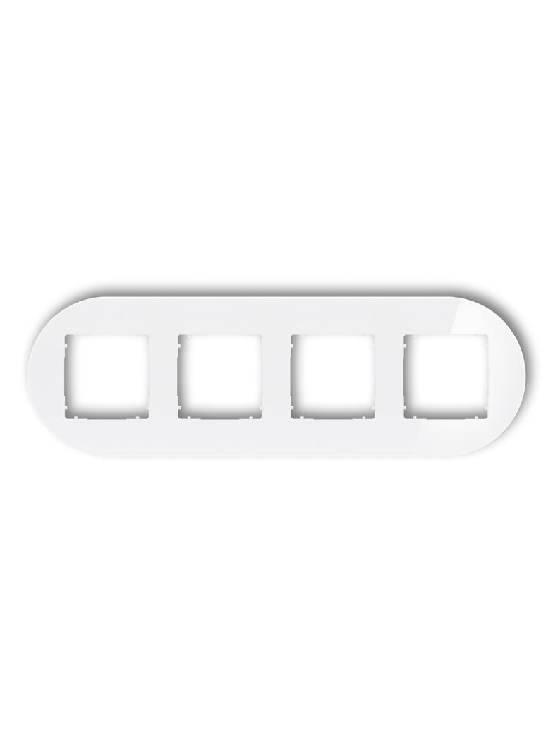 ICON Ramka uniwersalna poczwórna okrągła - efekt szkła (ramka: biała; spód: biały) biały