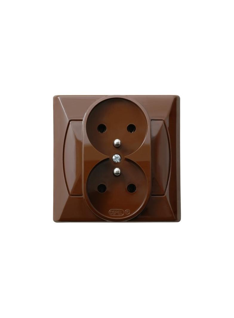 AKCENT Gniazdo podwójne z uziemieniem - kolor brązowy