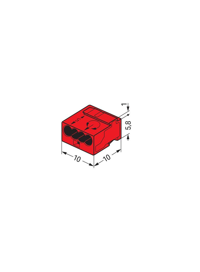Złączka MIKRO 4x 0,6‑0,8mm2 czerwony 243‑804 /100szt./ WAGO