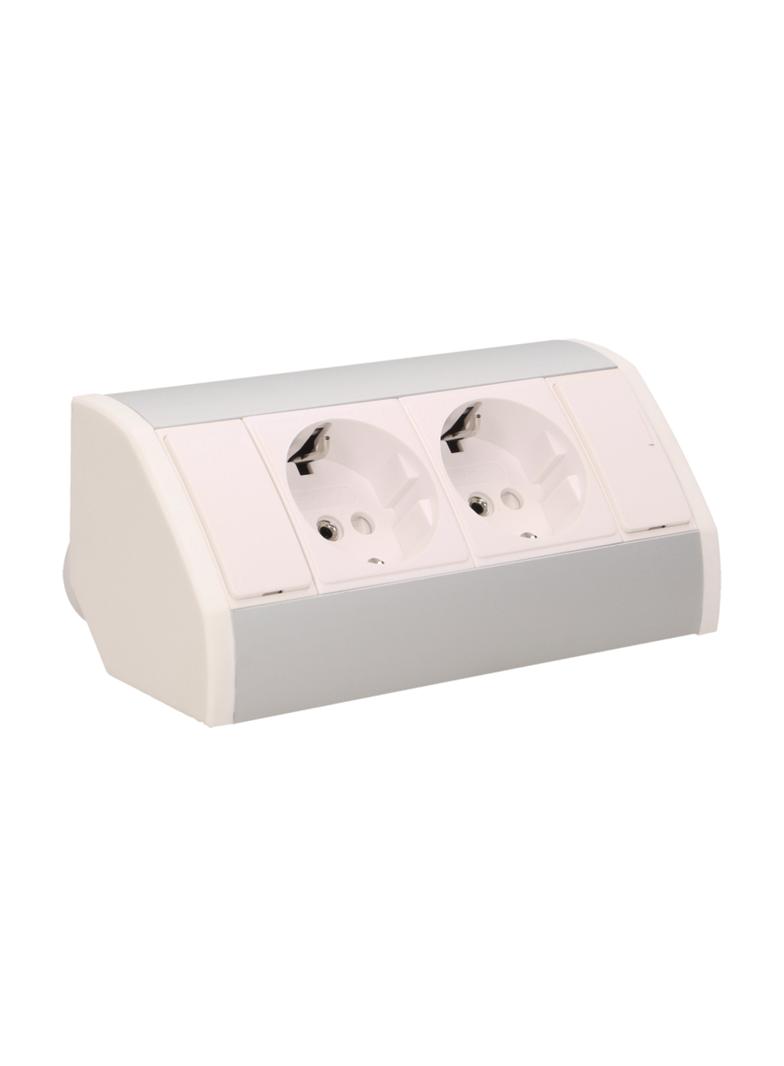 Gniazdo meblowe 2x2P+Z, schuko, biało-srebrne OR-GM-9005/W-G(GS) ORNO