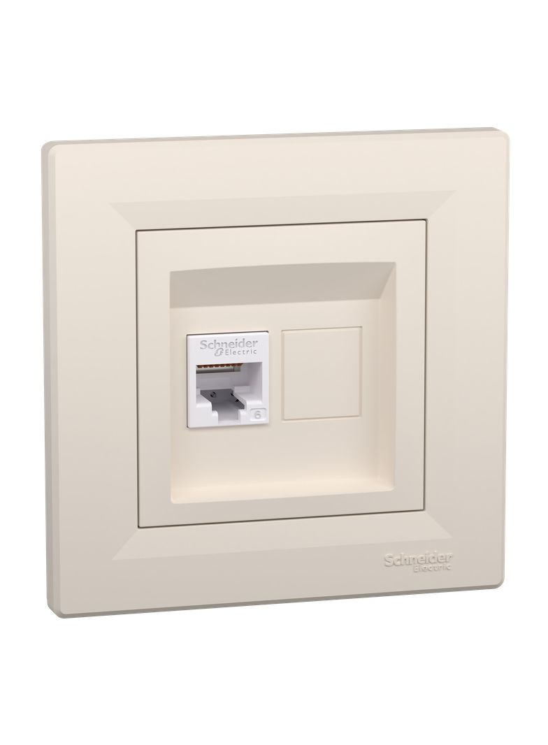 Asfora, gniazdo komputerowe RJ45 kat.6, UTP, kremowy