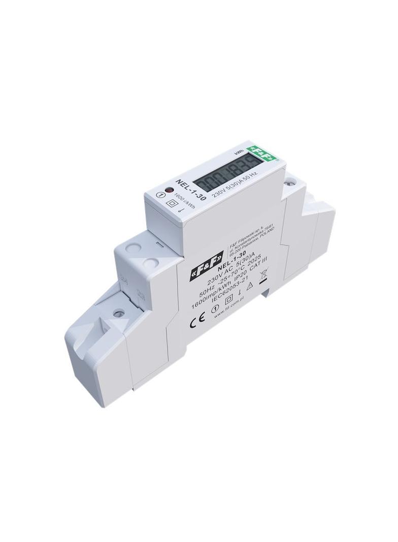 Wskaźnik zużycia energii elektrycznej 1-fazowy 230 VAC 30 A 1 moduł NEL-01-30 F&F