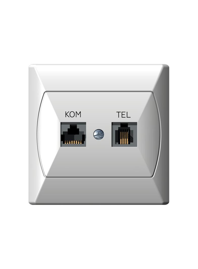 AKCENT Gniazdo komputerowo-telefoniczne RJ 45 kat. 5e, (8-stykowe) + RJ 11 (4-stykowe) - kolor biały