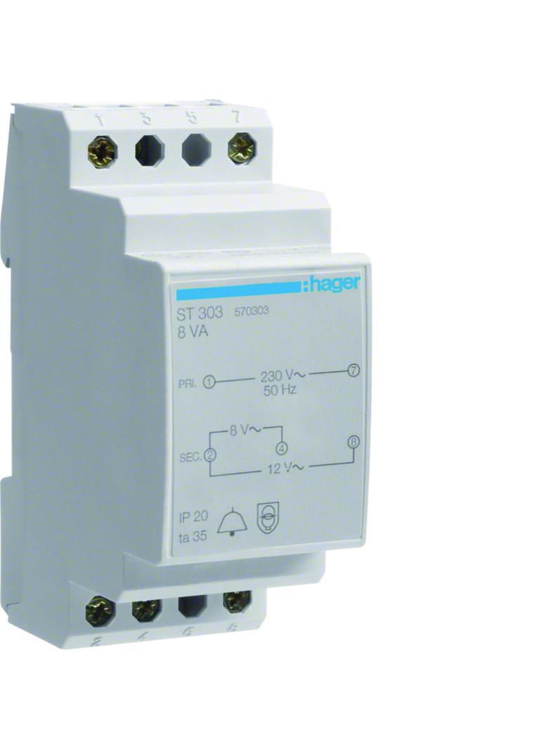 Transformator dzwonkowy 230/8-12VAC 8VA ST303 HAGER
